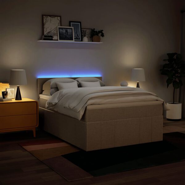 vidaXL Box spring postel s matrac&iacute; kr&eacute;mov&aacute; 140x200 cm textil