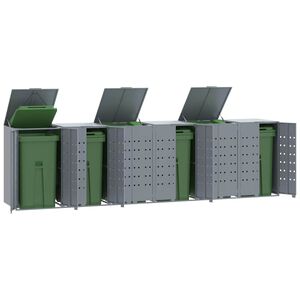 vidaXL Box na 6 popelnic &scaron;ed&yacute; 414 x 79 x 117 cm ocel