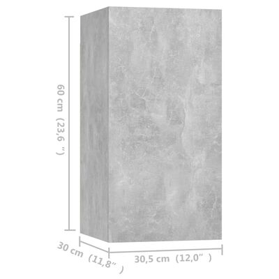 vidaXL TV stolek betonově šedý 30,5 x 30 x 60 cm dřevotříska