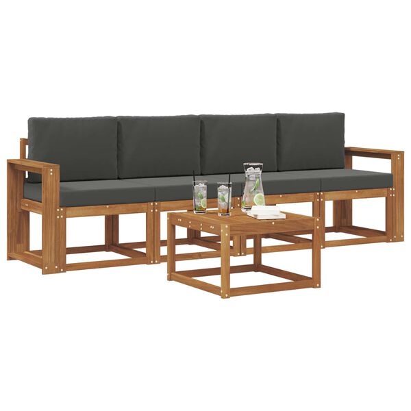 vidaXL Venkovn&iacute; pohovkov&aacute; souprava 5 pcs Přirozen&aacute; a Anthracitov&aacute;