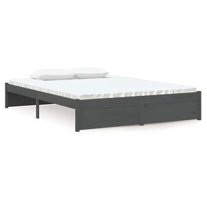 vidaXL R&aacute;m postele &scaron;ed&yacute; masivn&iacute; dřevo 135 x 190 cm dvojlůžko