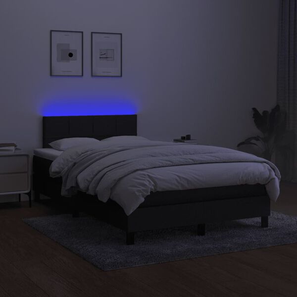 vidaXL Box spring postel s matrac&iacute; a LED čern&aacute; 120x190 cm textil