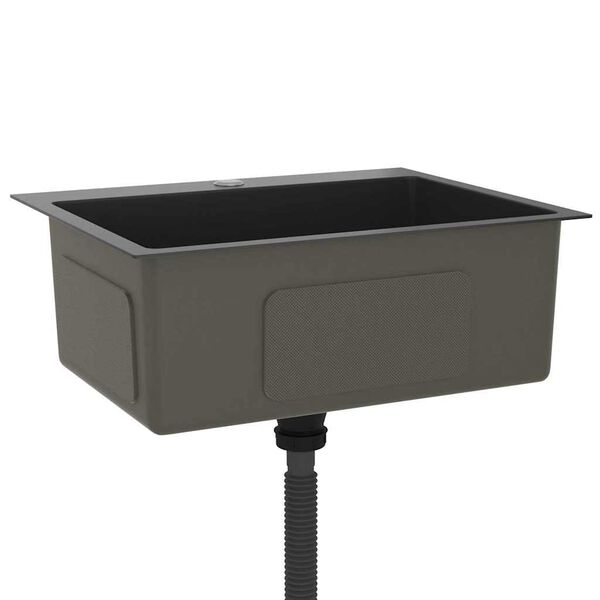 vidaXL Ručně vyrobený kuchyňský dřez černý nerezová ocel