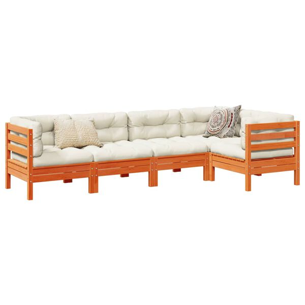 vidaXL 5dílná zahradní sedací souprava podušky voskově hnědá borovice