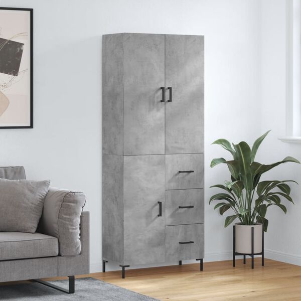 vidaXL Skř&iacute;ň highboard betonově &scaron;ed&aacute; 69,5x34x180 cm kompozitn&iacute; dřevo