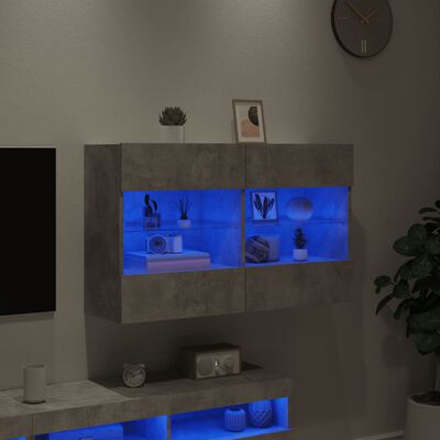 vidaXL Nástěnná TV skříňka s LED betonově šedá 98,5 x 30 x 60,5 cm