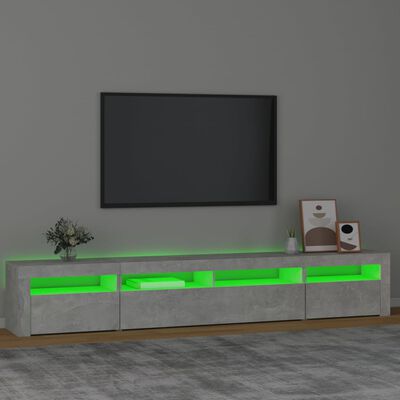 vidaXL TV skříňka s LED osvětlením betonově šedá 240x35x40 cm
