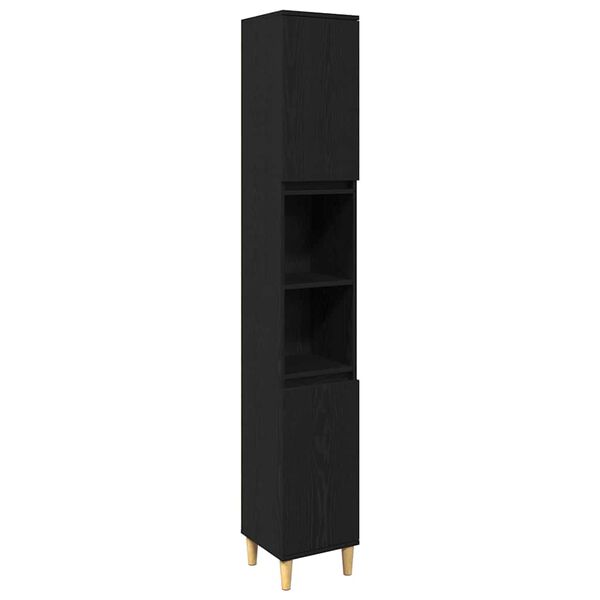 vidaXL Sada koupelnov&eacute;ho n&aacute;bytku 3 pcs Čern&aacute; Kompozitn&iacute; dřevo