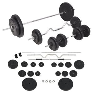 vidaXL Sada činek barbell a dumbbell 90 kg