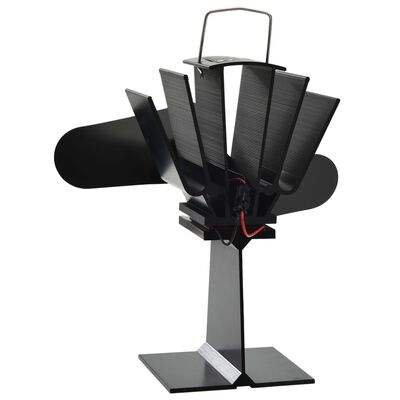 vidaXL Teplem poháněný ventilátor na kamna 2 lopatky černý