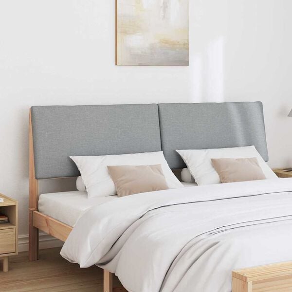 vidaXL Čalouněn&eacute; čelo postele Světle &scaron;ed&aacute; 200 cm Masivn&iacute; borov&eacute; dřevo