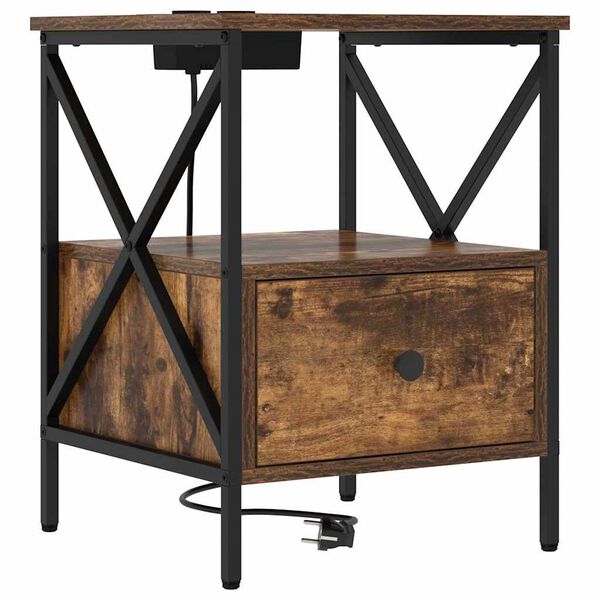 vidaXL Nočn&iacute; skř&iacute;ňka Kouřov&yacute; dub 41,5 x 40,5 x 55 cm kompozitn&iacute; dřevo