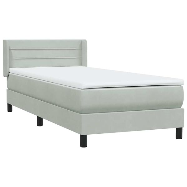 vidaXL Box spring postel s matrac&iacute; světle &scaron;ed&aacute; 100x220 cm samet