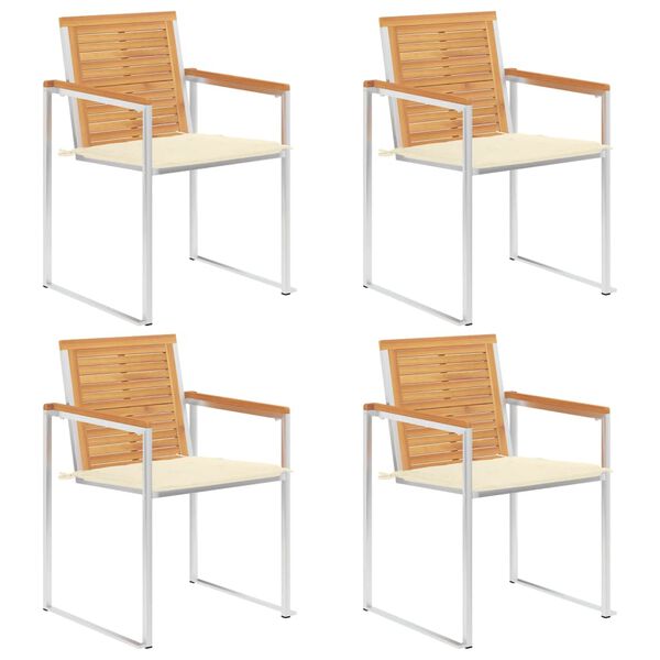 vidaXL Zahradní židle 4 ks s poduškami masivní teakové dřevo