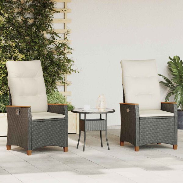 vidaXL Polohovac&iacute; zahradn&iacute; židle Čern&aacute; a kr&eacute;mov&aacute; 64 x 57,5 x 112 cm