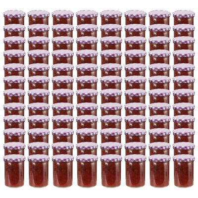 vidaXL Zavařovací sklenice s fialovobílými víčky 96 ks 400 ml