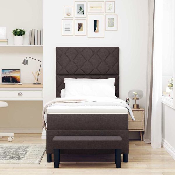 vidaXL Postel s boxspringem s matrac&iacute; Tmavě hněd&aacute; 90 x 200 cm textil