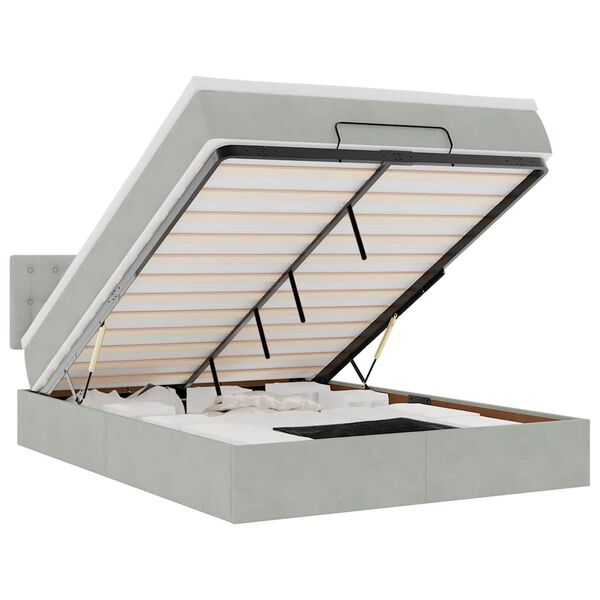 vidaXL Osmanský rám postele s matrací světle šedá 140x200cm samet