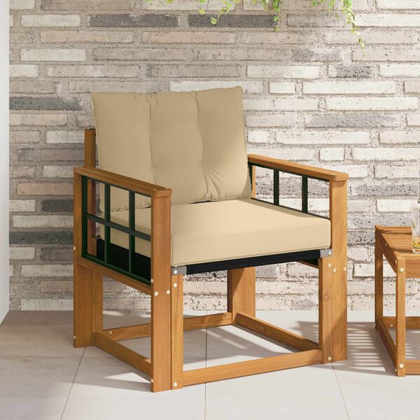 vidaXL Venkovn&iacute; pohovka Masivn&iacute; ak&aacute;ciov&eacute; dřevo a Textilene Př&iacute;rodn&iacute;