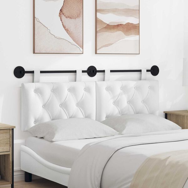 vidaXL Z&aacute;věsn&aacute; čeln&iacute; deska N&aacute;stěnn&yacute; B&iacute;l&yacute; 130 x 55 x 7 cm textil