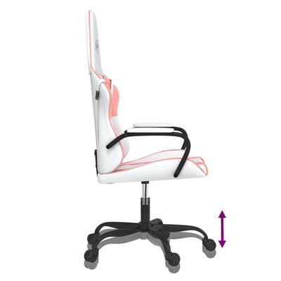 vidaXL Masážní herní židle bílá a růžová umělá kůže
