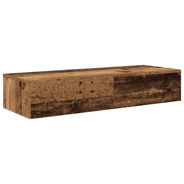 vidaXL N&aacute;stěnn&aacute; police se z&aacute;suvkami old wood 100 x 36 x 19 cm kompozit