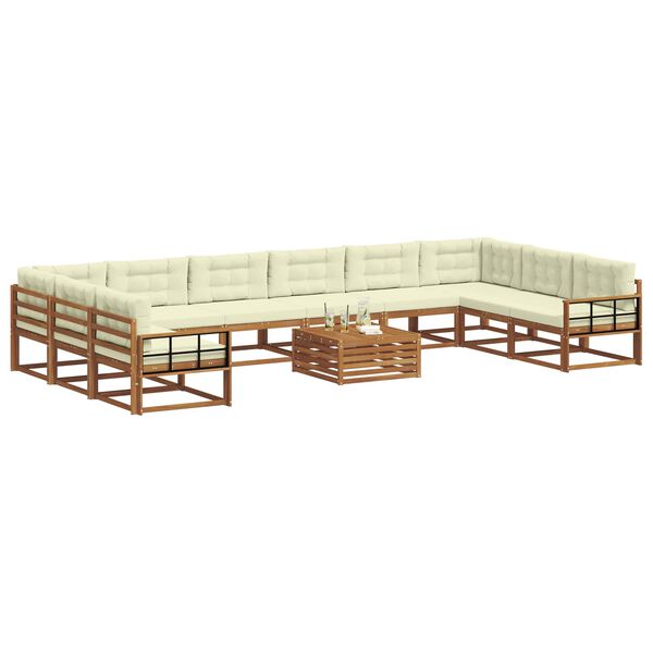 vidaXL Venkovn&iacute; pohovkov&aacute; souprava 11 pcs Přirozen&aacute; a Kr&eacute;mov&aacute;