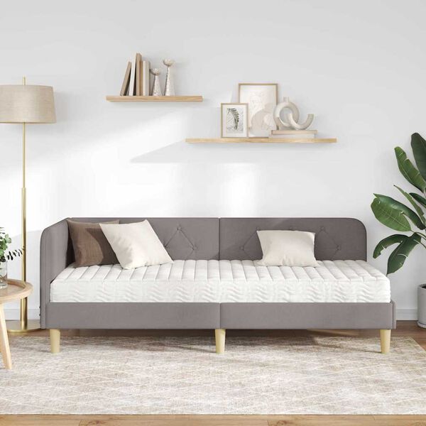 vidaXL Rohový rám postele s matrací s čelo Taupe 80 x 200 cm textil
