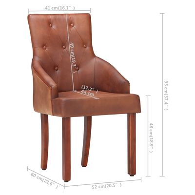 vidaXL Jídelní židle 2 ks hnědé pravá kozí kůže