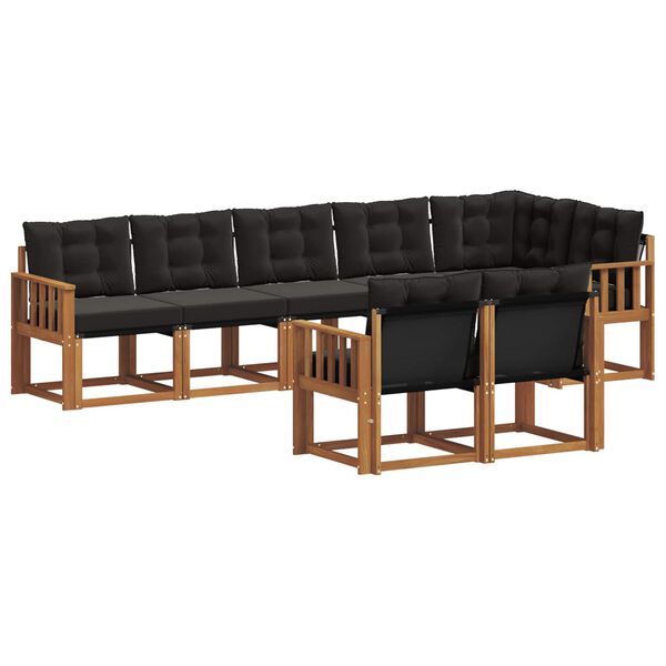 vidaXL Venkovn&iacute; pohovkov&aacute; souprava s pol&scaron;t&aacute;řem 8 pcs Přirozen&aacute; a čern&aacute;