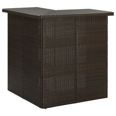 vidaXL Rohový barový stolek hnědý 100 x 50 x 105 cm polyratan