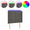 vidaXL Čelo postele s LED tmavě &scaron;ed&eacute; 83 x 16 x 118/128 cm samet