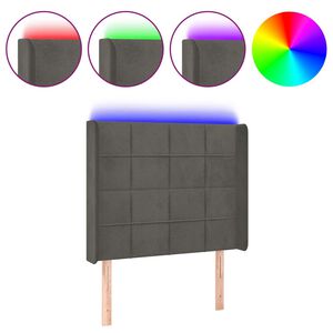 vidaXL Čelo postele s LED tmavě &scaron;ed&eacute; 83 x 16 x 118/128 cm samet