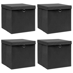 vidaXL &Uacute;ložn&eacute; boxy s v&iacute;ky 4 ks čern&eacute; 32 x 32 x 32 cm textil