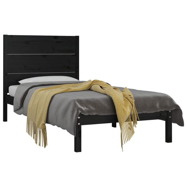 vidaXL R&aacute;m postele čern&yacute; masivn&iacute; borovice 100 x 200 cm