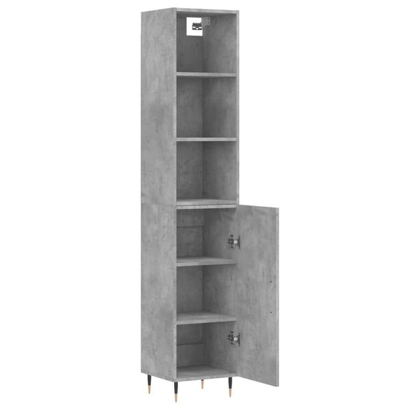 vidaXL Skř&iacute;ň highboard betonově &scaron;ed&aacute; 34,5x34x180 cm kompozitn&iacute; dřevo