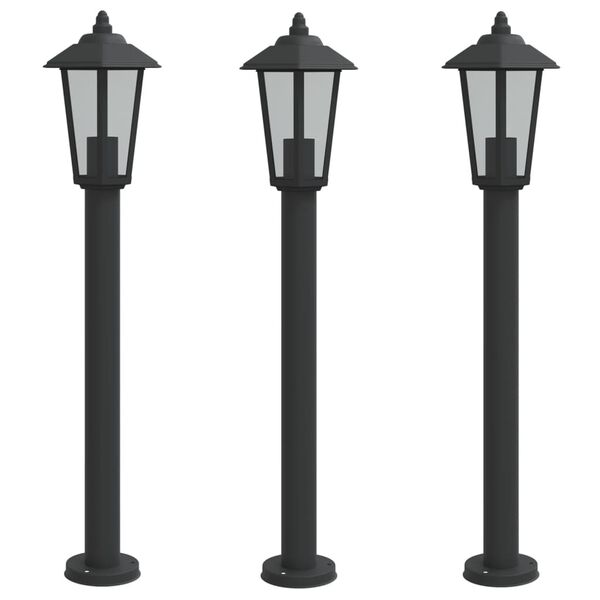 vidaXL Venkovní stojací lampy 3 ks černé 80 cm nerezová ocel