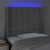 vidaXL Čelo postele s LED světle &scaron;ed&eacute; 83 x 16 x 118/128 cm textil