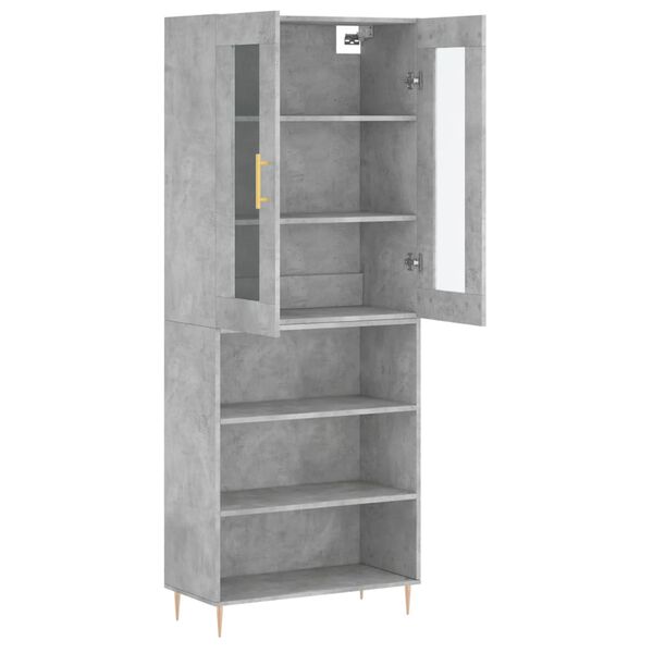 vidaXL Skř&iacute;ň highboard betonově &scaron;ed&aacute; 69,5x34x180 cm kompozitn&iacute; dřevo
