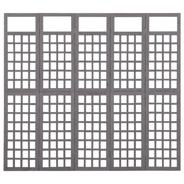 vidaXL 5d&iacute;ln&aacute; dělic&iacute; stěna / trel&aacute;ž masivn&iacute; jedle &scaron;ed&aacute; 201,5 x 180 cm