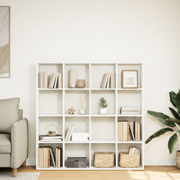 vidaXL Knihovna b&iacute;l&aacute; 137,5 x 29 x 137,5 cm kompozitn&iacute; dřevo