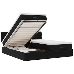 vidaXL Osmansk&yacute; r&aacute;m postele s matrac&iacute;es čern&aacute; 180x200cm samet