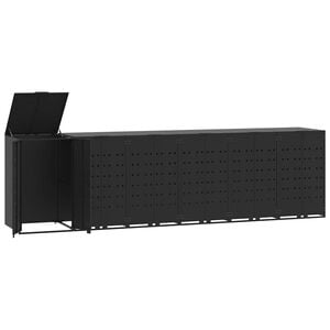vidaXL Box na 6 popelnic čern&yacute; 414 x 79 x 117 cm ocel