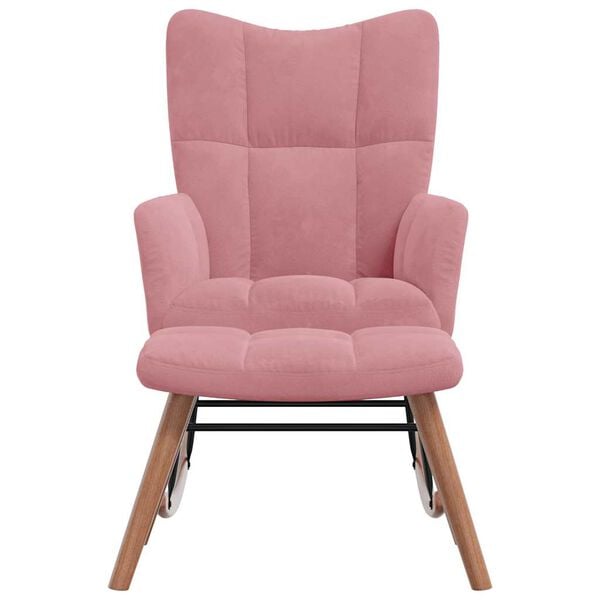 vidaXL Houpac&iacute; křeslo se stoličkou růžov&eacute; samet