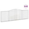 vidaXL Klenut&eacute; gabionov&eacute; ko&scaron;e 20ks 400x30x120/140cm pozinkovan&eacute; železo