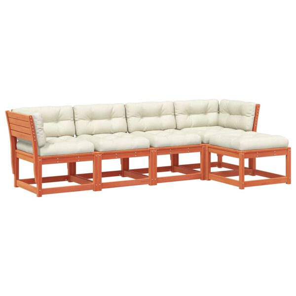 vidaXL 5dílná zahradní sedací souprava podušky voskově hnědá borovice