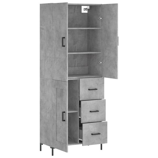 vidaXL Skř&iacute;ň highboard betonově &scaron;ed&aacute; 69,5x34x180 cm kompozitn&iacute; dřevo
