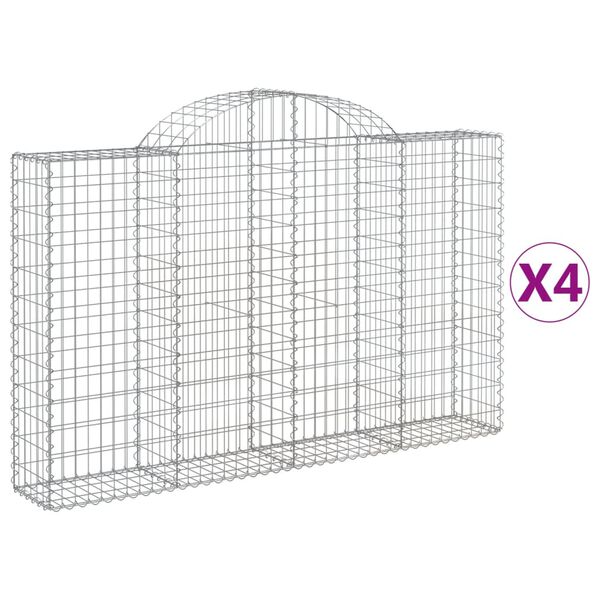 vidaXL Klenut&eacute; gabionov&eacute; ko&scaron;e 4 ks 200x30x120/140cm pozinkovan&eacute; železo