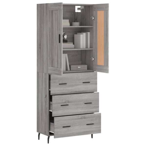 vidaXL Skříň highboard šedá sonoma 69,5 x 34 x 180 cm kompozitní dřevo