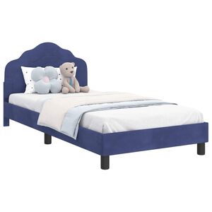 vidaXL R&aacute;m postele pro děti s čelem Policov&aacute; modr&aacute; 80 x 200 cm samet